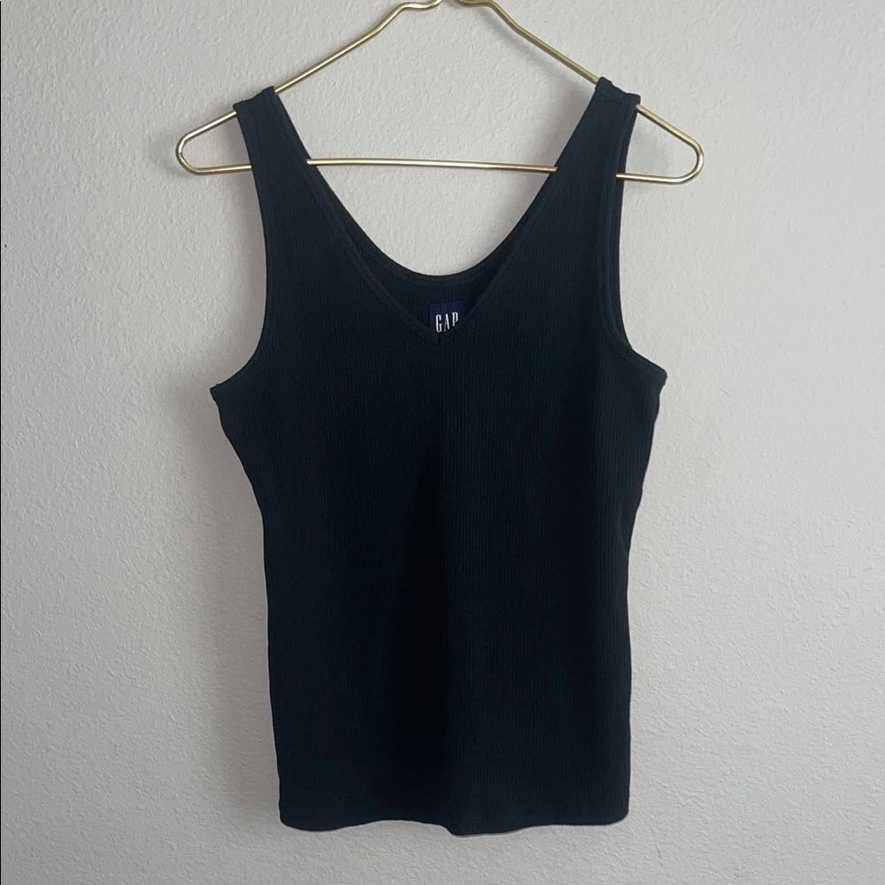 GAP Women's Classic Ribbed Black Tank Top Size Medium Tall